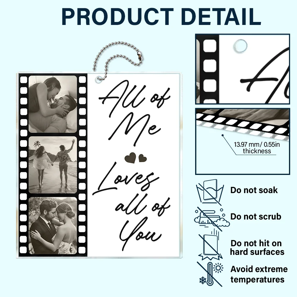 Custom Photo Drive Safe I Love You Couples Film Roll - Personalized Acrylic Car Hanger - Image 5