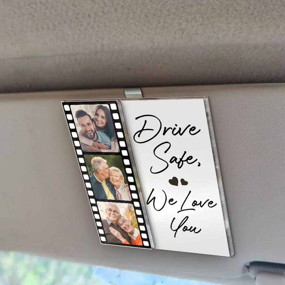 Custom Photo Drive Safe I Love You Couples Film Roll - Personalized Custom Shaped Acrylic Car Visor Clip - Image 2
