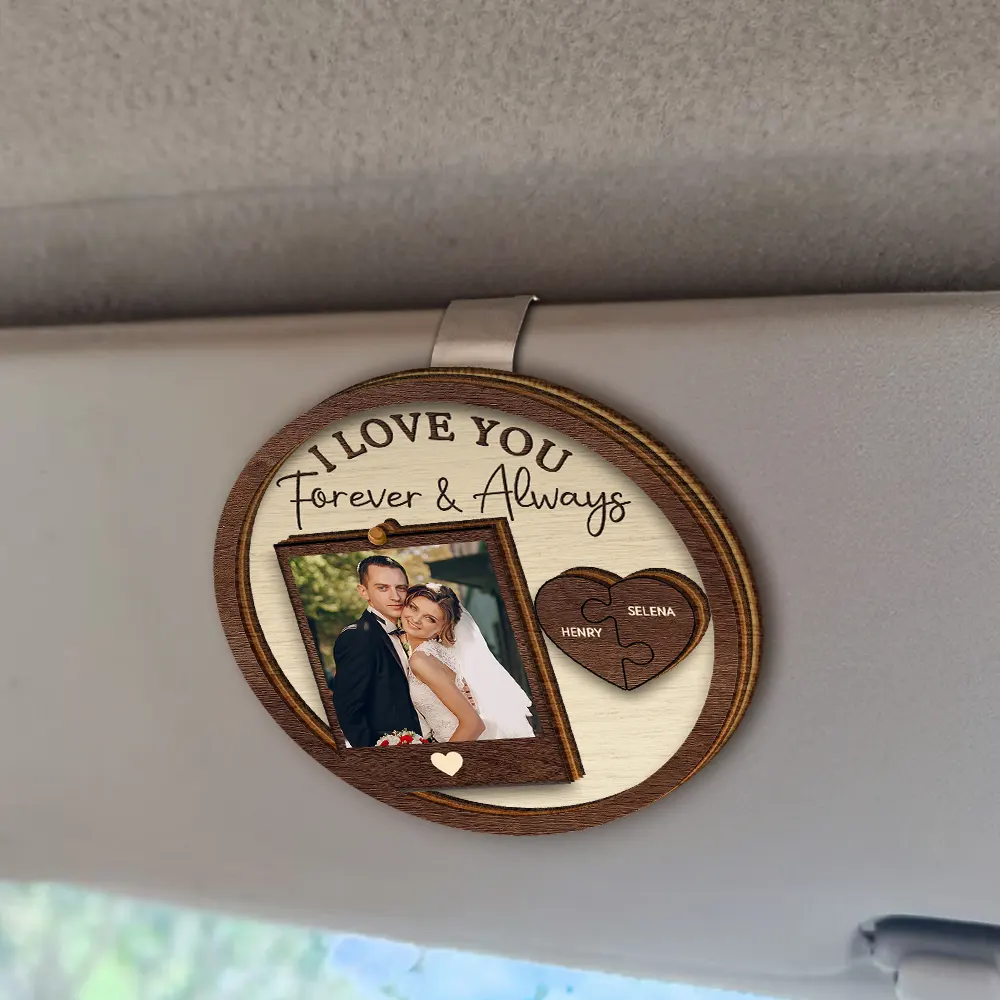 Custom Photo Drive Safe I Love You Couples - Personalized Custom Shaped Car Visor Clip - Image 2