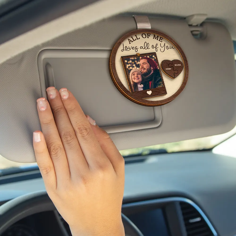 Custom Photo Drive Safe I Love You Couples - Personalized Custom Shaped Car Visor Clip - Image 4