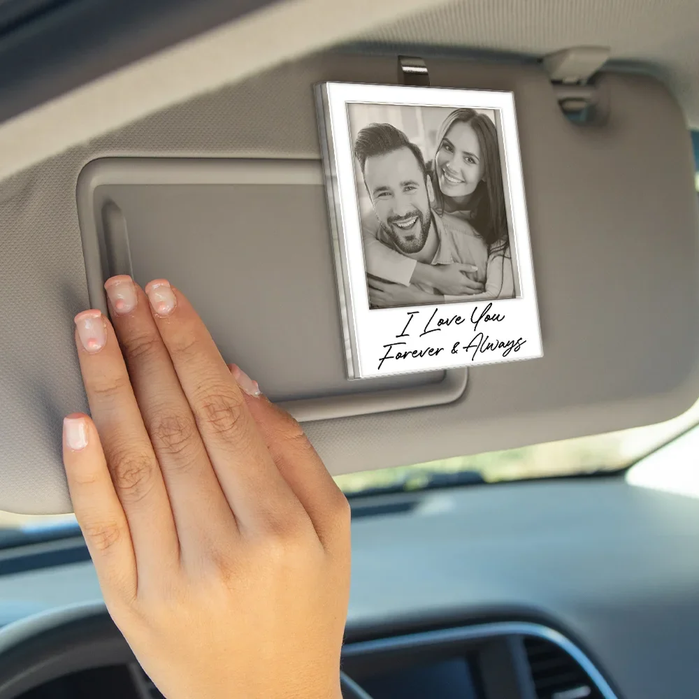 Custom Photo Drive Safe I Love You Couples Vintage - Personalized Custom Shaped Acrylic Car Visor Clip - Image 4