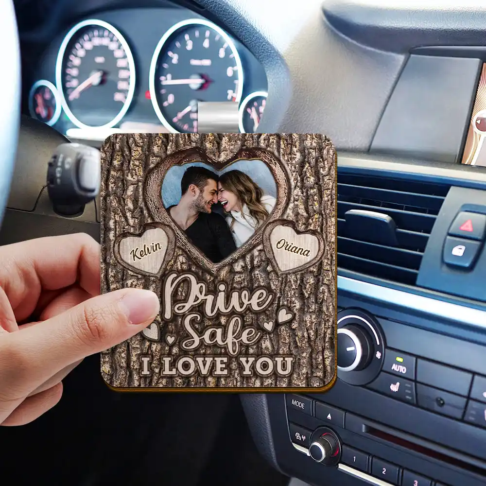 Custom Photo Drive Safe I Love You Engraved Tree - Personalized Custom Shaped Car Visor Clip - Image 3