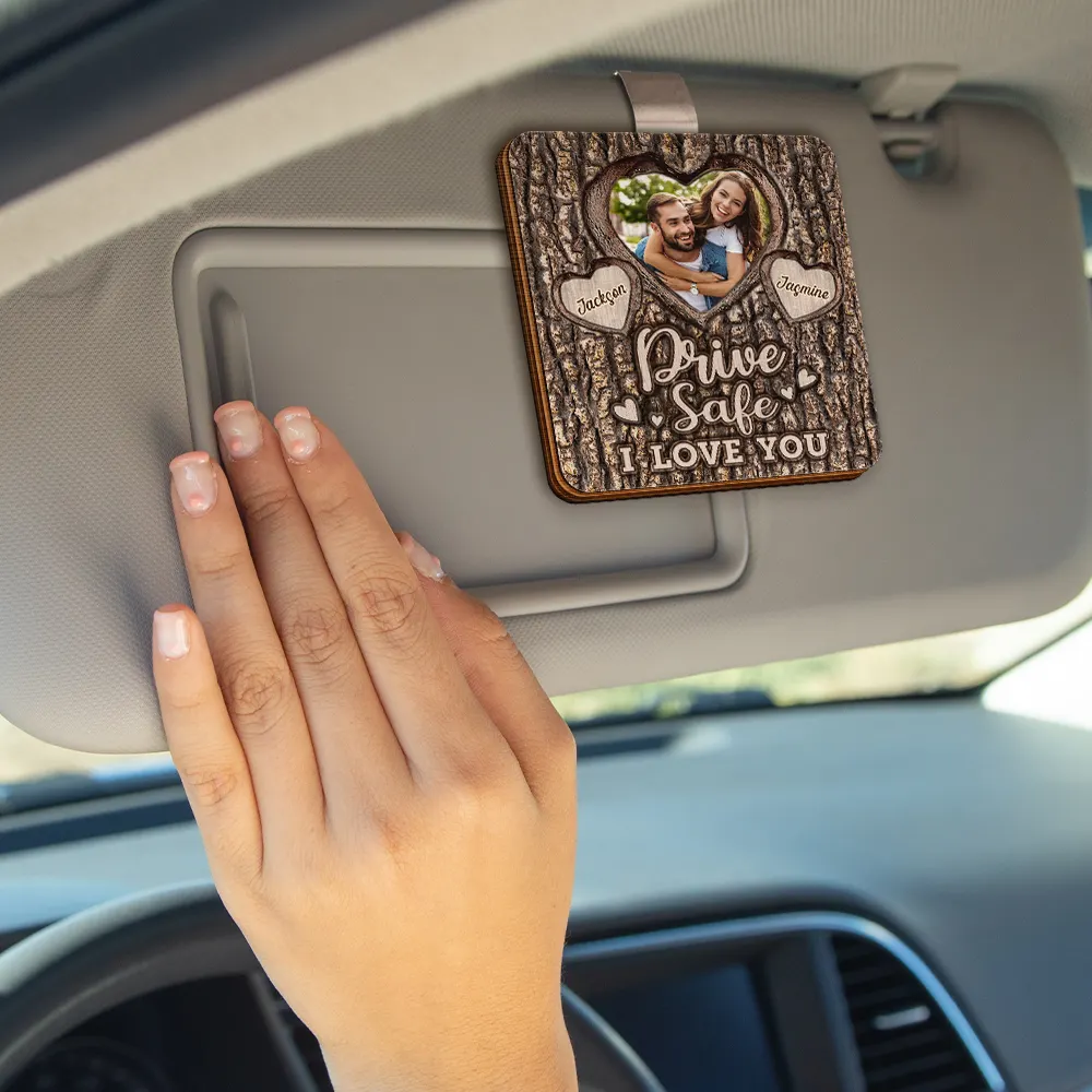 Custom Photo Drive Safe I Love You Engraved Tree - Personalized Custom Shaped Car Visor Clip - Image 4