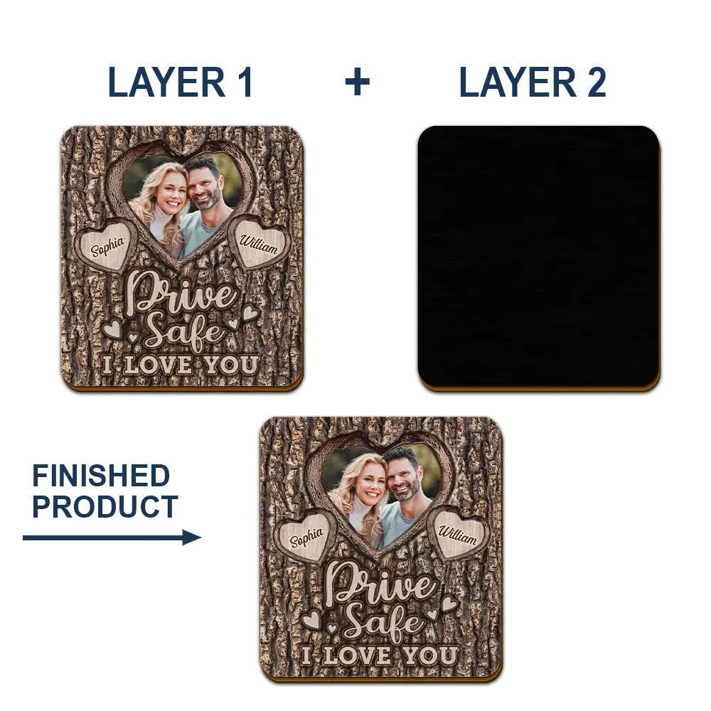 Custom Photo Drive Safe I Love You Engraved Tree - Personalized Custom Shaped Car Visor Clip - Image 5