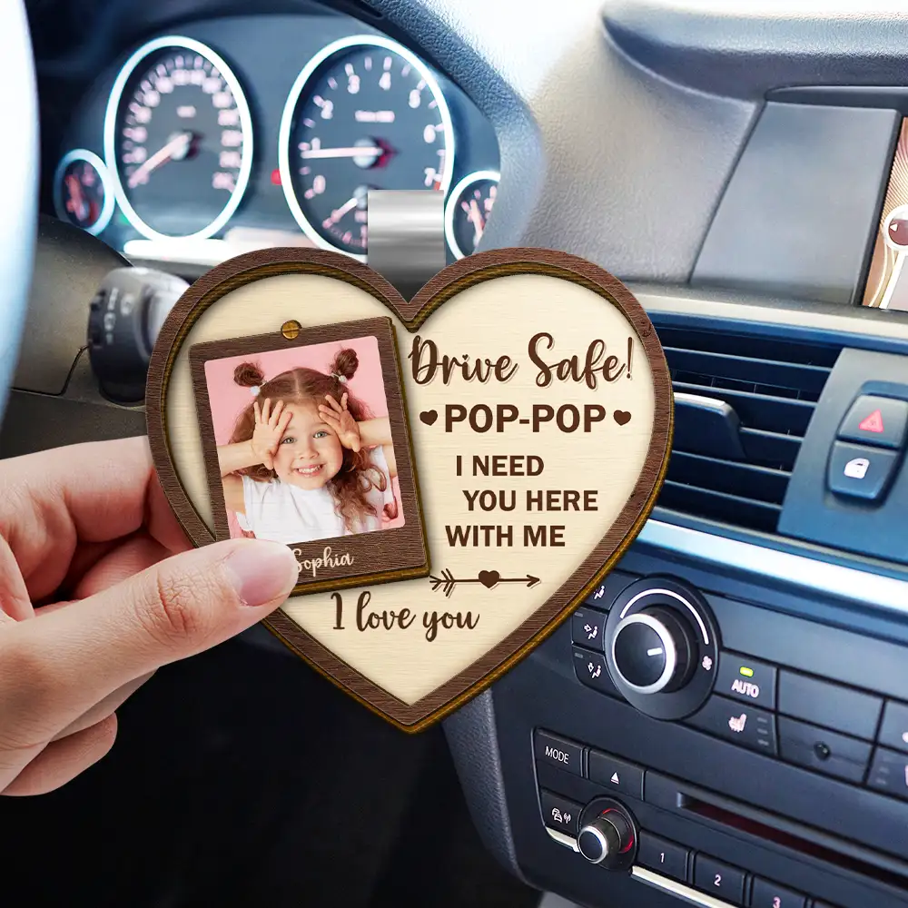 Custom Photo Drive Safe I Love You Heart - Personalized Custom Shaped Car Visor Clip - Image 3