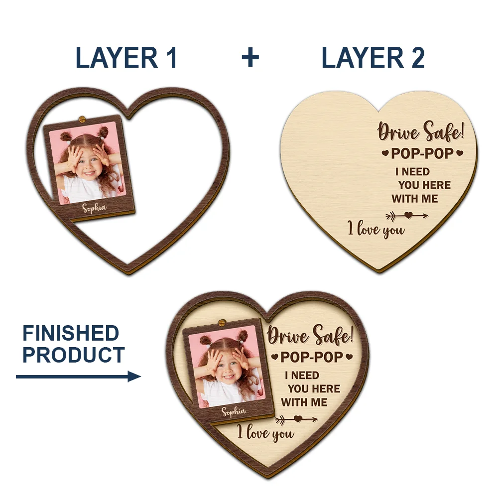 Custom Photo Drive Safe I Love You Heart - Personalized Custom Shaped Car Visor Clip - Image 5