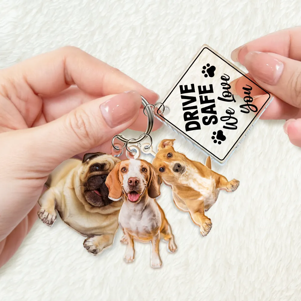 Custom Photo Drive Safe I Love You - Personalized Acrylic Tag Keychain - Image 3