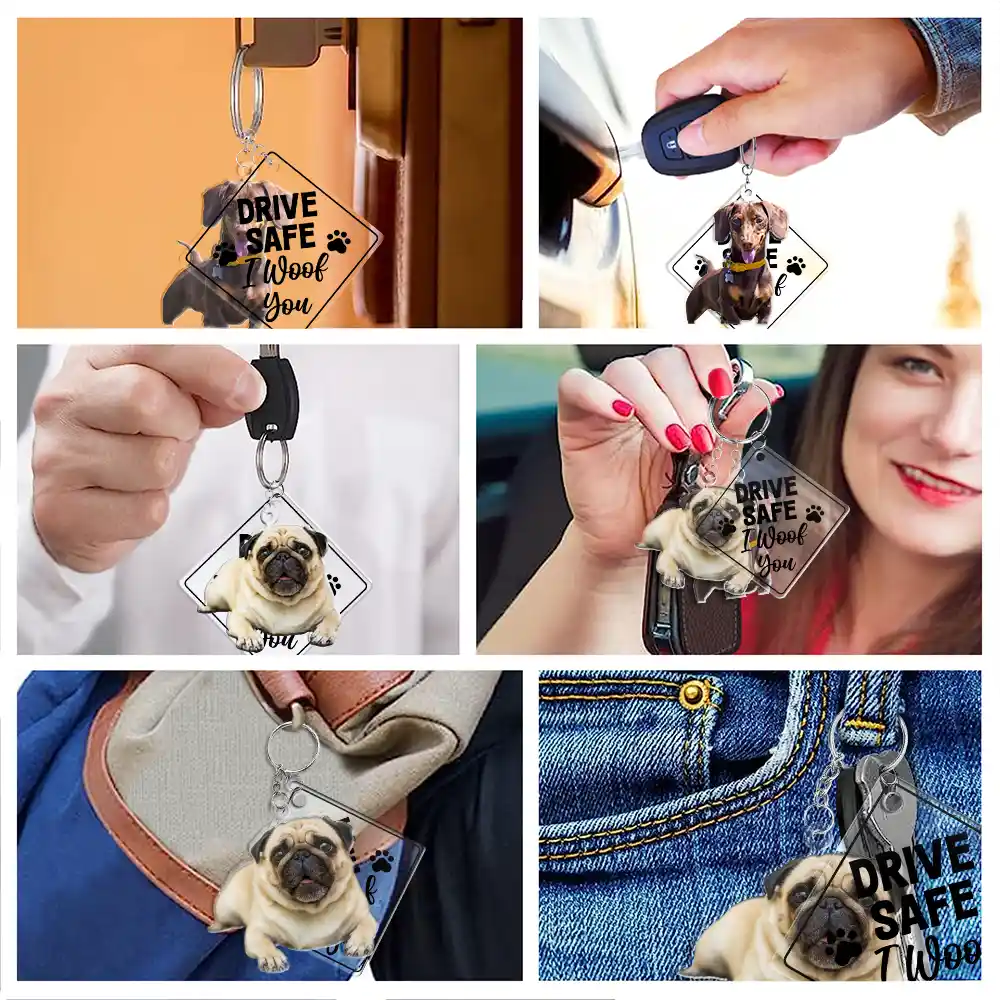 Custom Photo Drive Safe I Love You - Personalized Acrylic Tag Keychain - Image 6