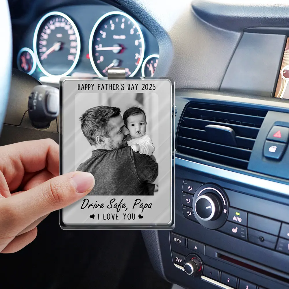 Custom Photo Drive Safe I Love You - Personalized Custom Shaped Acrylic Car Visor Clip - Image 4