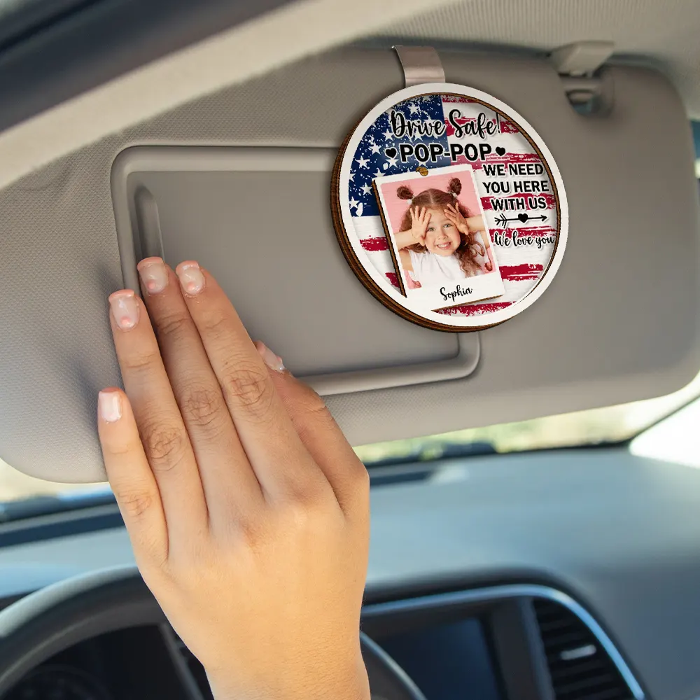 Custom Photo Drive Safe I Love You - Personalized Custom Shaped Car Visor Clip - Image 4
