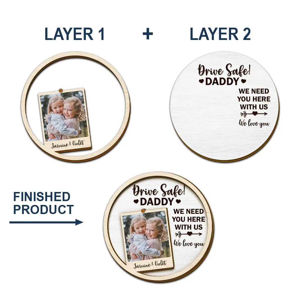 Custom Photo Drive Safe I Love You - Personalized Custom Shaped Car Visor Clip - Image 5