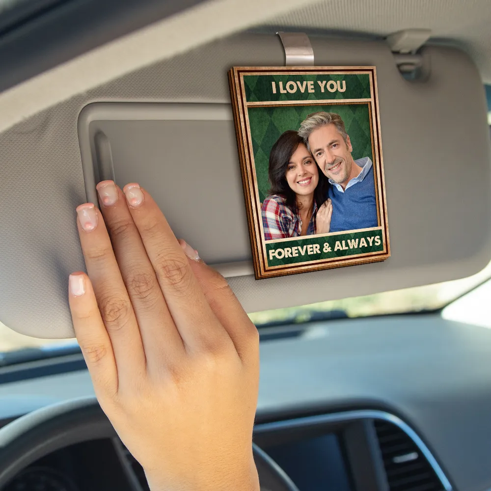 Custom Photo Drive Safe I Love You Vintage Couple - Personalized Custom Shaped Car Visor Clip - Image 5