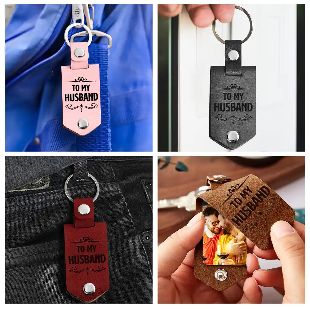 Custom Photo Drive Safe I Need You Here With Me - Loving, Anniversary Gift For Spouse, Husband, Wife - Personalized Leather Photo Keychain - Image 5
