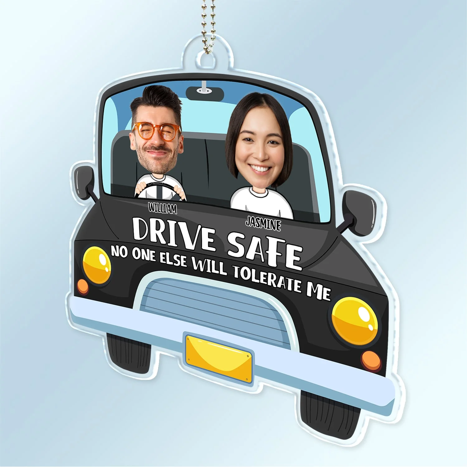 Custom Photo Drive Safe No One Else Will Tolerate Me - Gift For Couples - Personalized Acrylic Car Hanger - Image 3