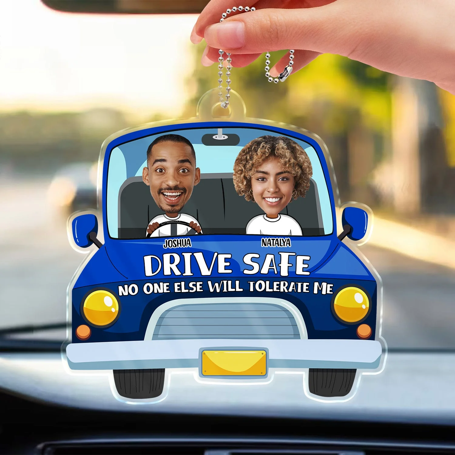Custom Photo Drive Safe No One Else Will Tolerate Me - Gift For Couples - Personalized Acrylic Car Hanger - Image 4