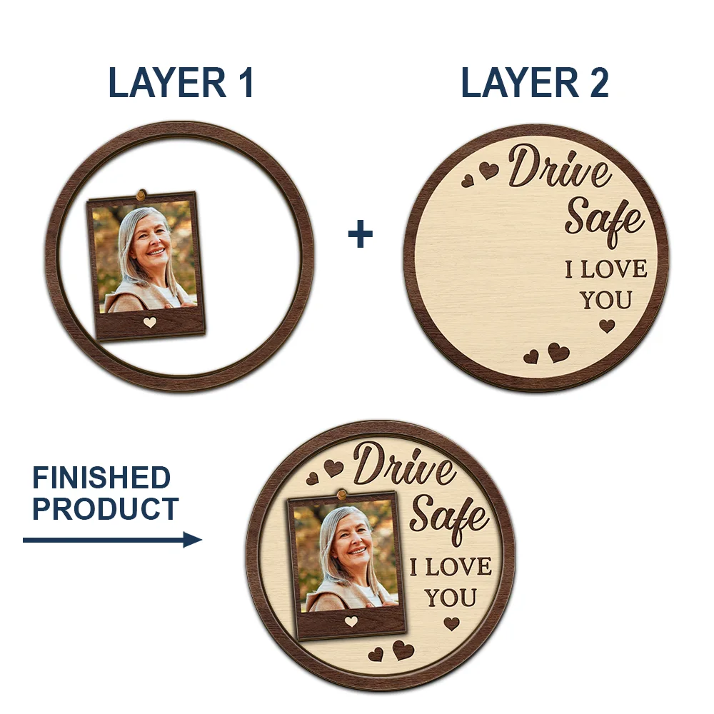 Custom Photo Drive Safe We Love You Dad Mom Family - Personalized Custom Shaped Car Visor Clip - Image 4