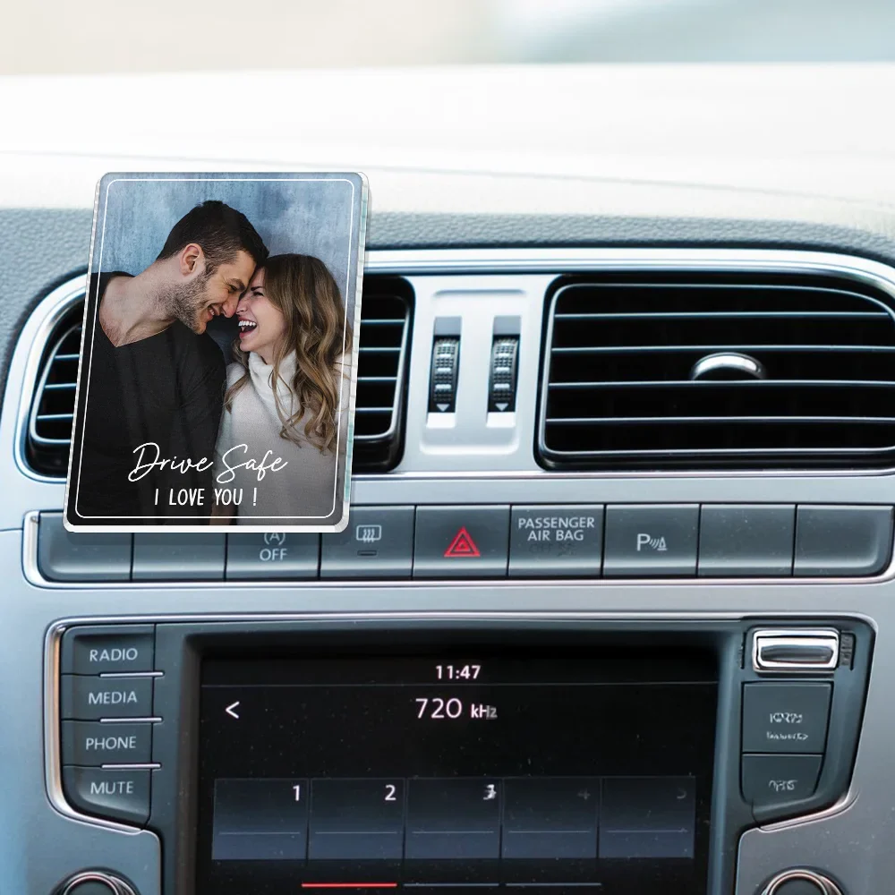 Custom Photo Drive Safe We Love You Family - Personalized Acrylic Car Vent Clip - Image 3
