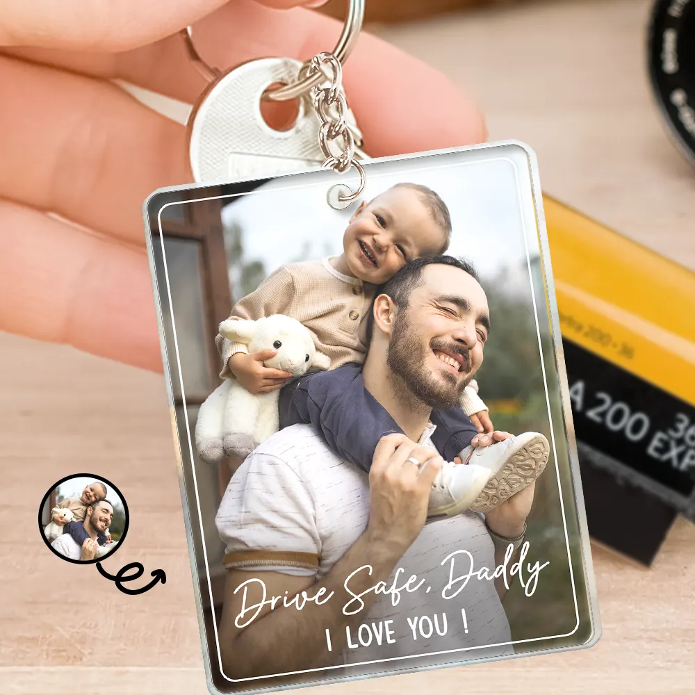 Custom Photo Drive Safe We Love You Family - Personalized Acrylic Keychain - Image 2