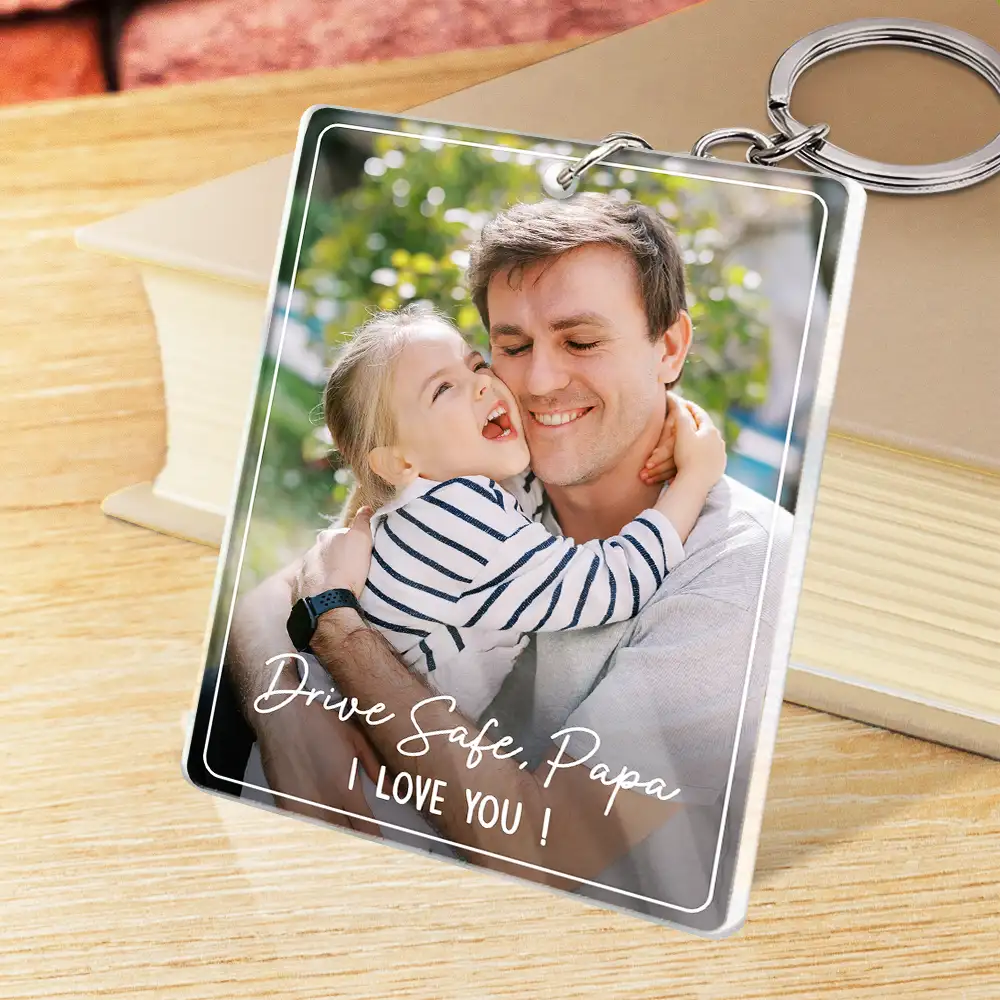 Custom Photo Drive Safe We Love You Family - Personalized Acrylic Keychain - Image 3