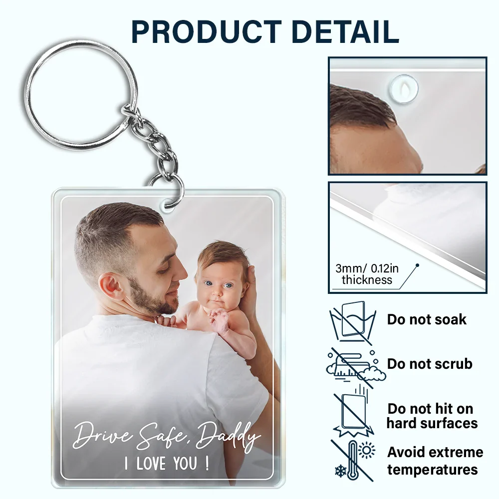Custom Photo Drive Safe We Love You Family - Personalized Acrylic Keychain - Image 7