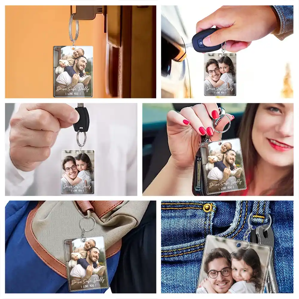 Custom Photo Drive Safe We Love You Family - Personalized Acrylic Keychain - Image 8