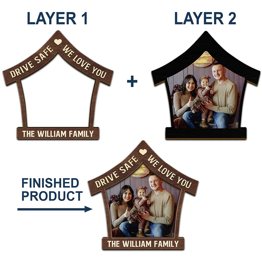 Custom Photo Drive Safe We Love You - Personalized Custom Shaped Car Visor Clip - Image 4