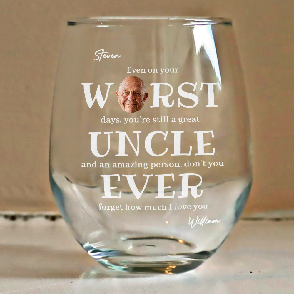 Custom Photo Even On Your Worst Days Funny Chaotic Love Mother Daughter - Personalized Stemless Wine Glass - Image 5