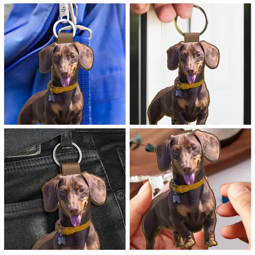 Custom Photo Every Day Is Brighter With My Furry Friend By My Side - Personalized Custom Shaped Leather Keychain - Image 6