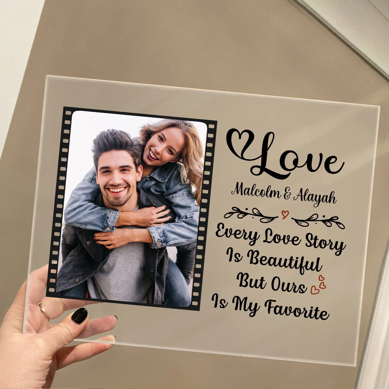 Custom Photo Every Love Story Is Beautiful Couple - Anniversary Gift For Couples - Personalized Custom Horizontal Rectangle Acrylic Plaque - Image 4