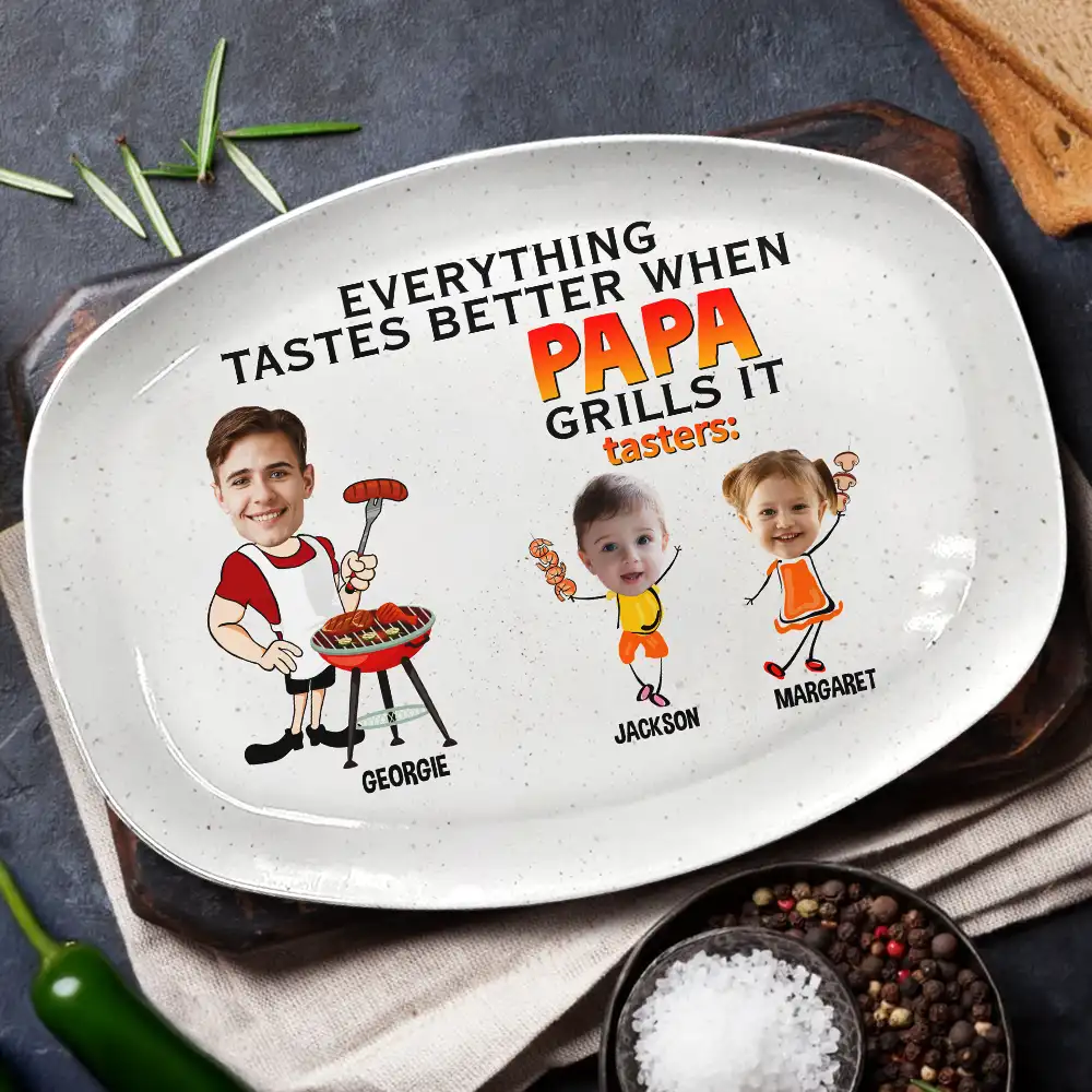 Custom Photo Everything Tastes Better When Daddy Grills It - Personalized Plate - Image 3