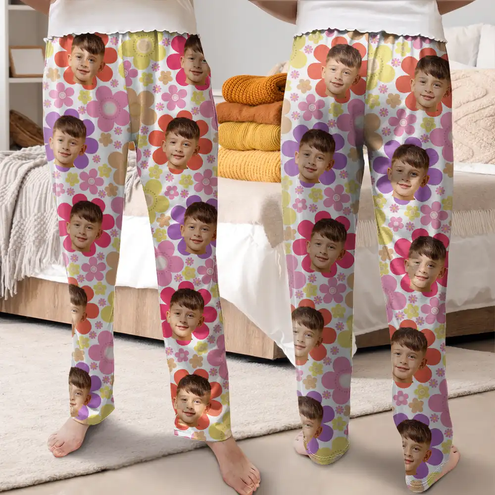 Custom Photo Face Cut Kids Pets Family - Personalized Pajama Pants - Image 4
