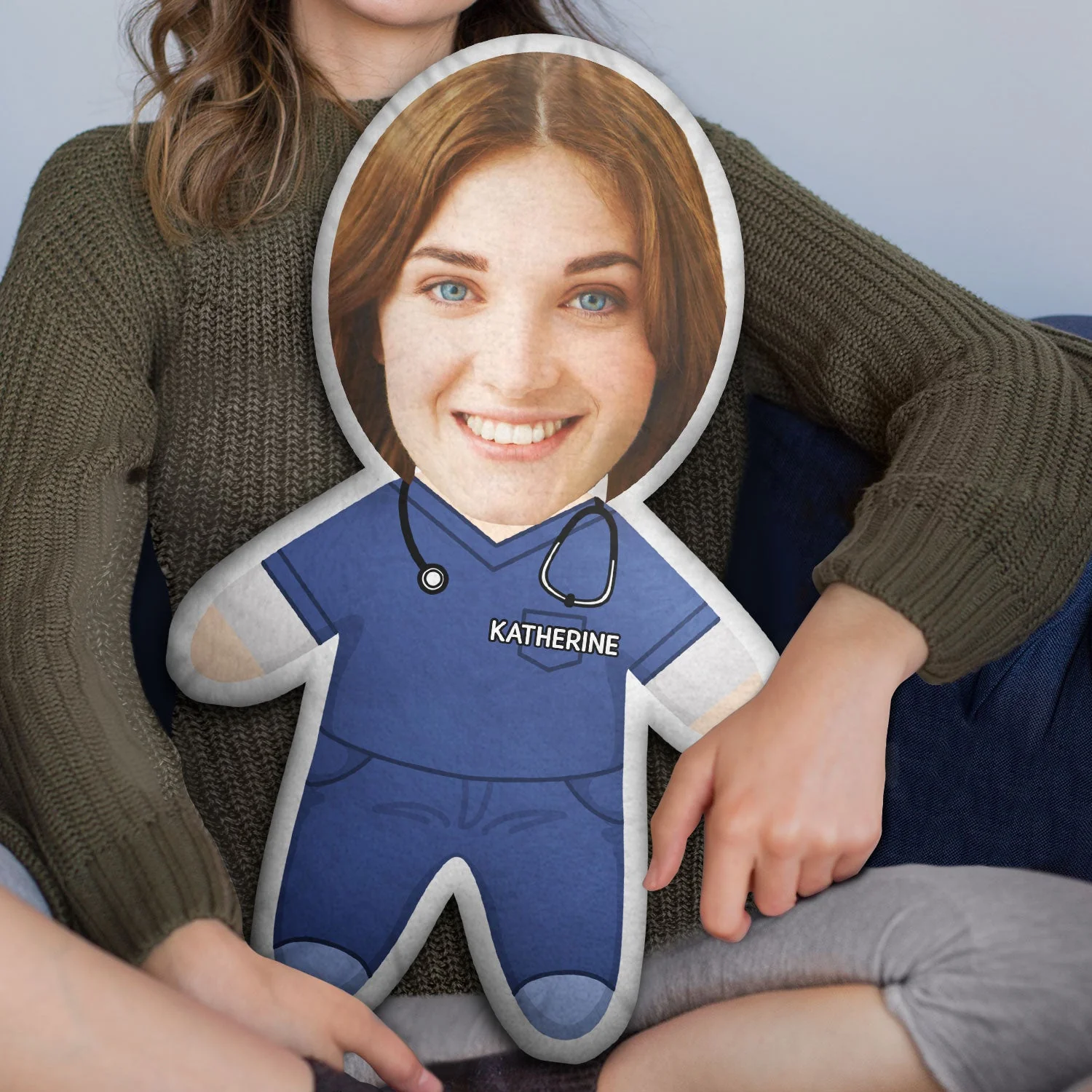 Custom Photo Face Cutout Nurse Pillow - Gift For Nurse - Personalized Custom Shaped Pillow - Image 3