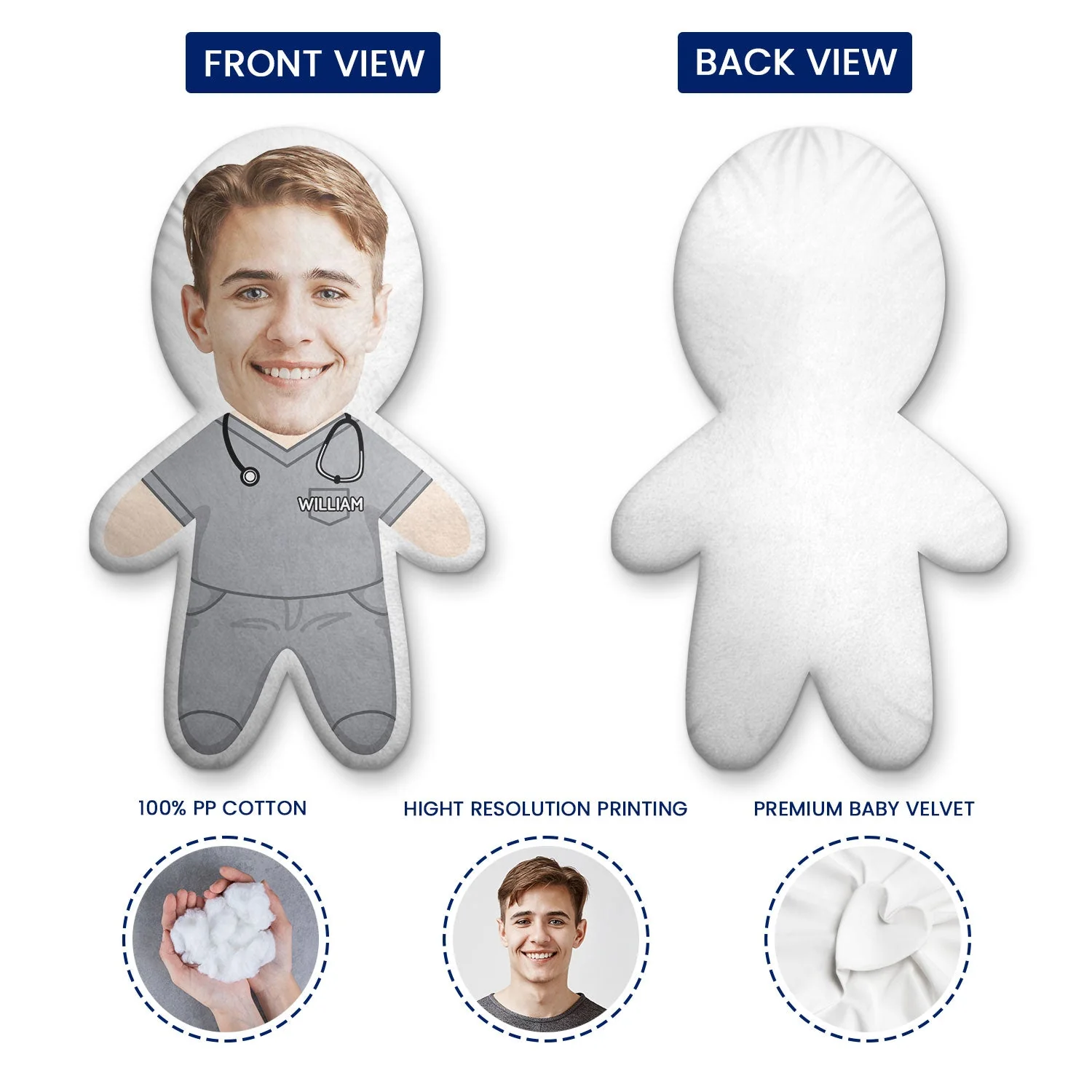 Custom Photo Face Cutout Nurse Pillow - Gift For Nurse - Personalized Custom Shaped Pillow - Image 4