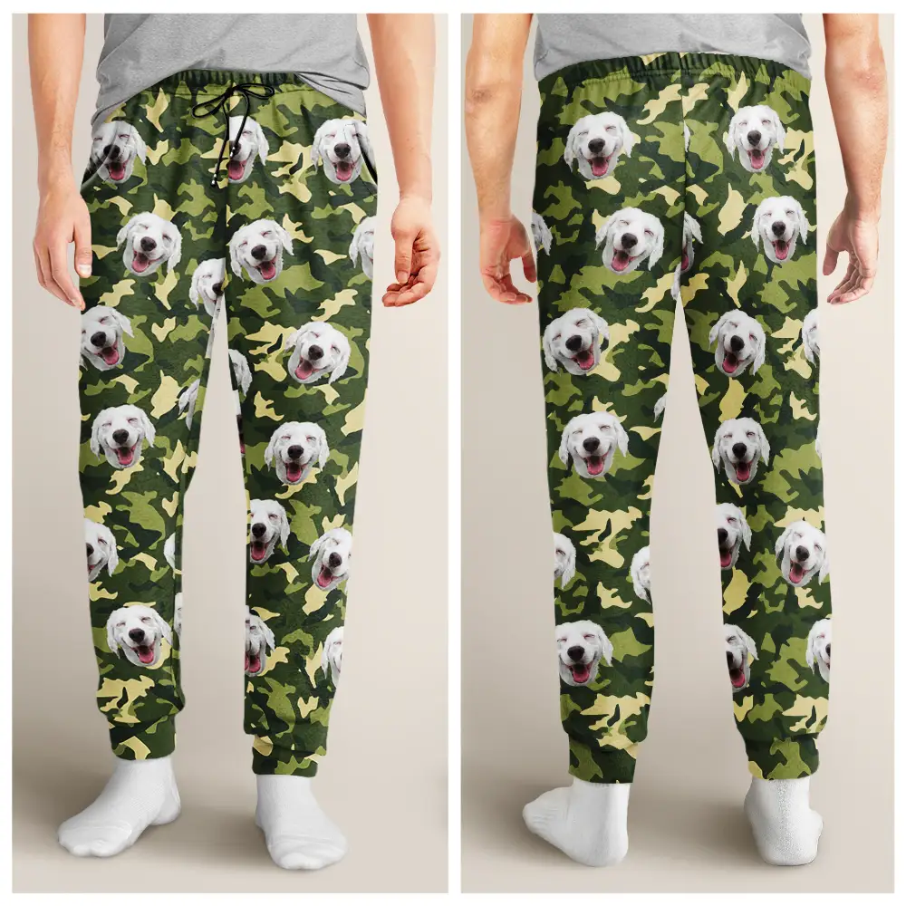 Custom Photo Face Funny Pattern Dog Cat Family - Personalized Pajama Pants - Image 5