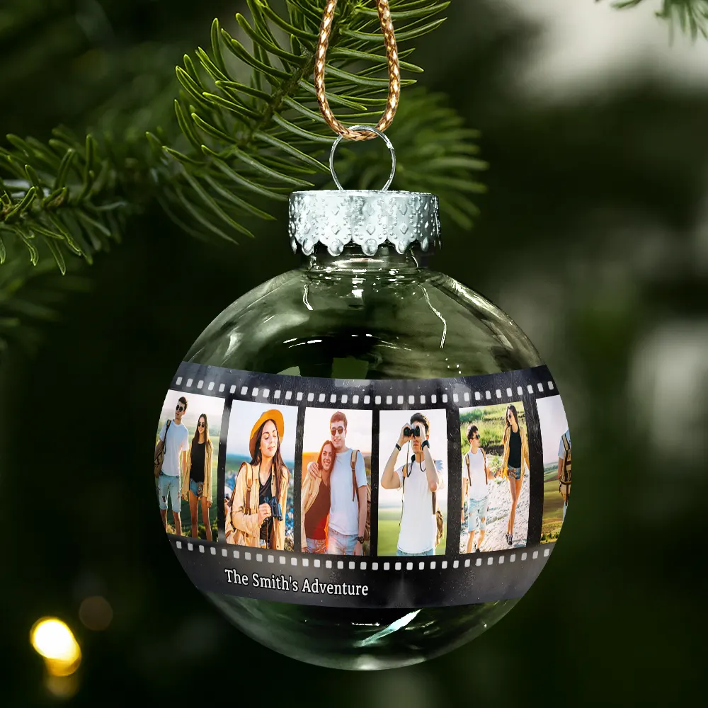 Custom Photo Family Adventure Trip Film Roll - Personalized Ball Ornament - Image 2