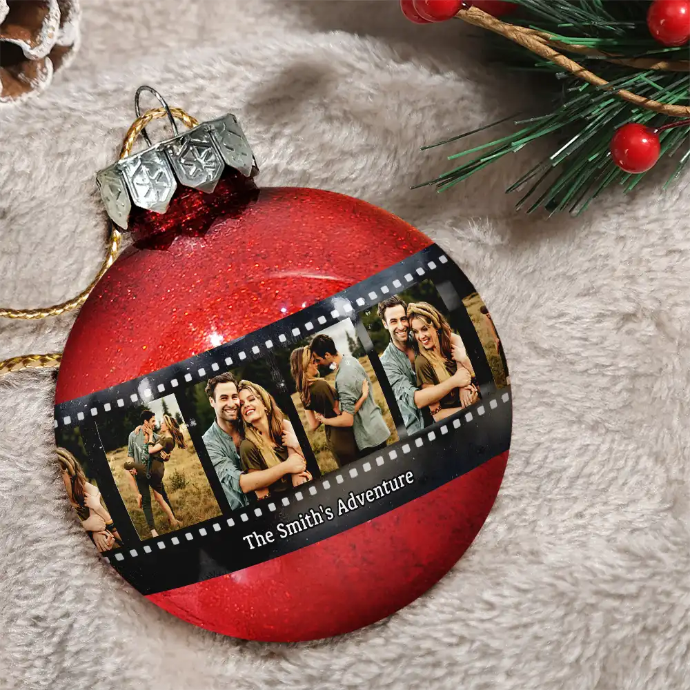 Custom Photo Family Adventure Trip Film Roll - Personalized Ball Ornament - Image 3