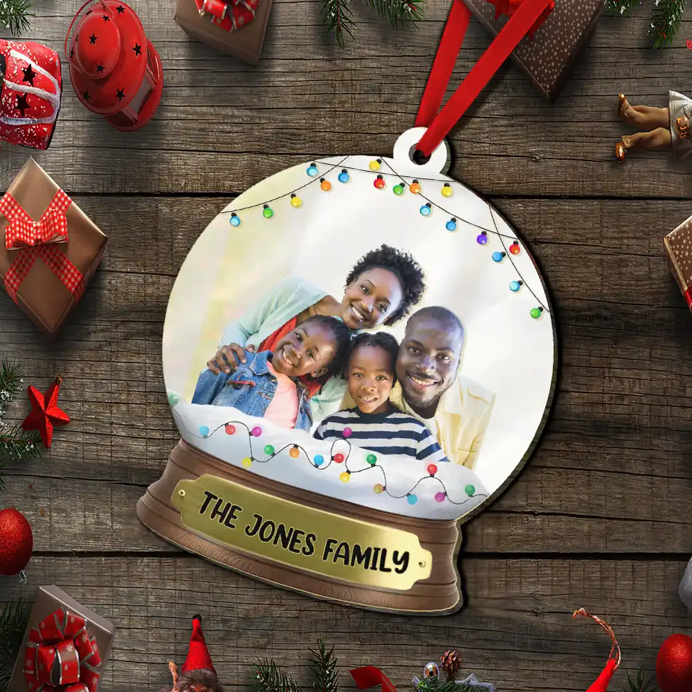 Custom Photo Family And Friend Snow Globe - Personalized Custom Shaped Mirror Ornament - Image 6
