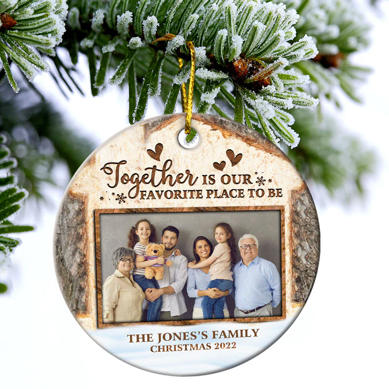 Custom Photo Family And So Together They Built - Christmas Gift For Family - Personalized Custom Circle Ceramic Ornament - Image 3