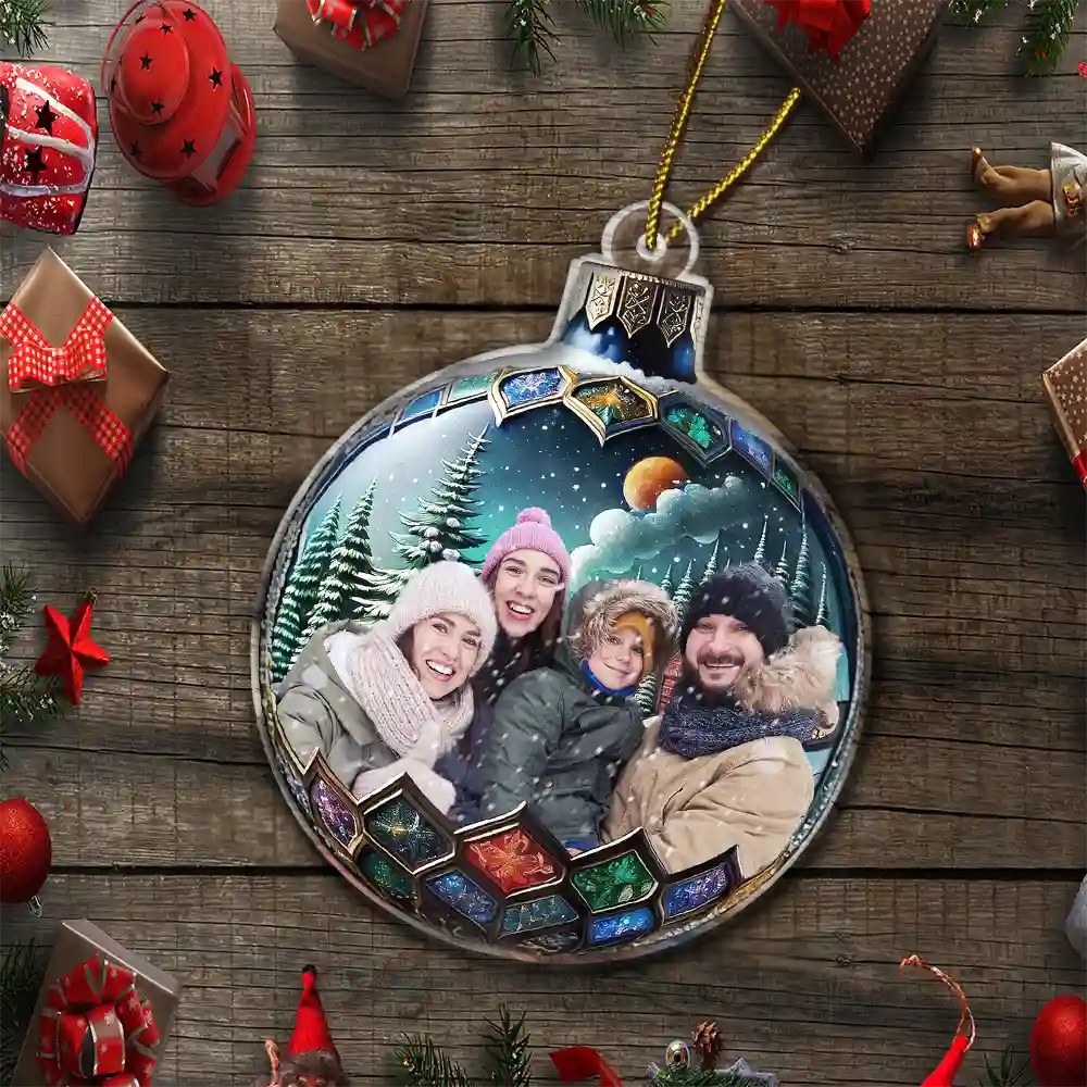 Custom Photo Family Christmas Bauble - Personalized Custom Shaped Acrylic Ornament - Image 6