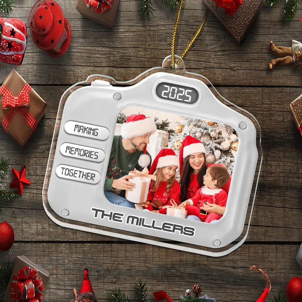 Custom Photo Family Christmas Making Memories Together - Personalized Custom Shaped Acrylic Ornament - Image 5