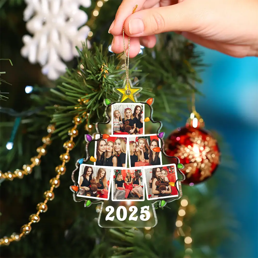 Custom Photo Family Christmas Tree Version 2 - Personalized Custom Shaped Acrylic Ornament - Image 4