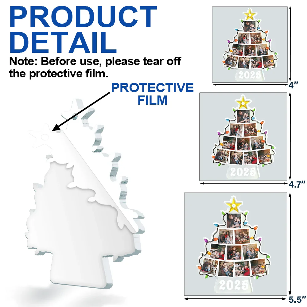 Custom Photo Family Christmas Tree Version 2 - Personalized Custom Shaped Acrylic Ornament - Image 6