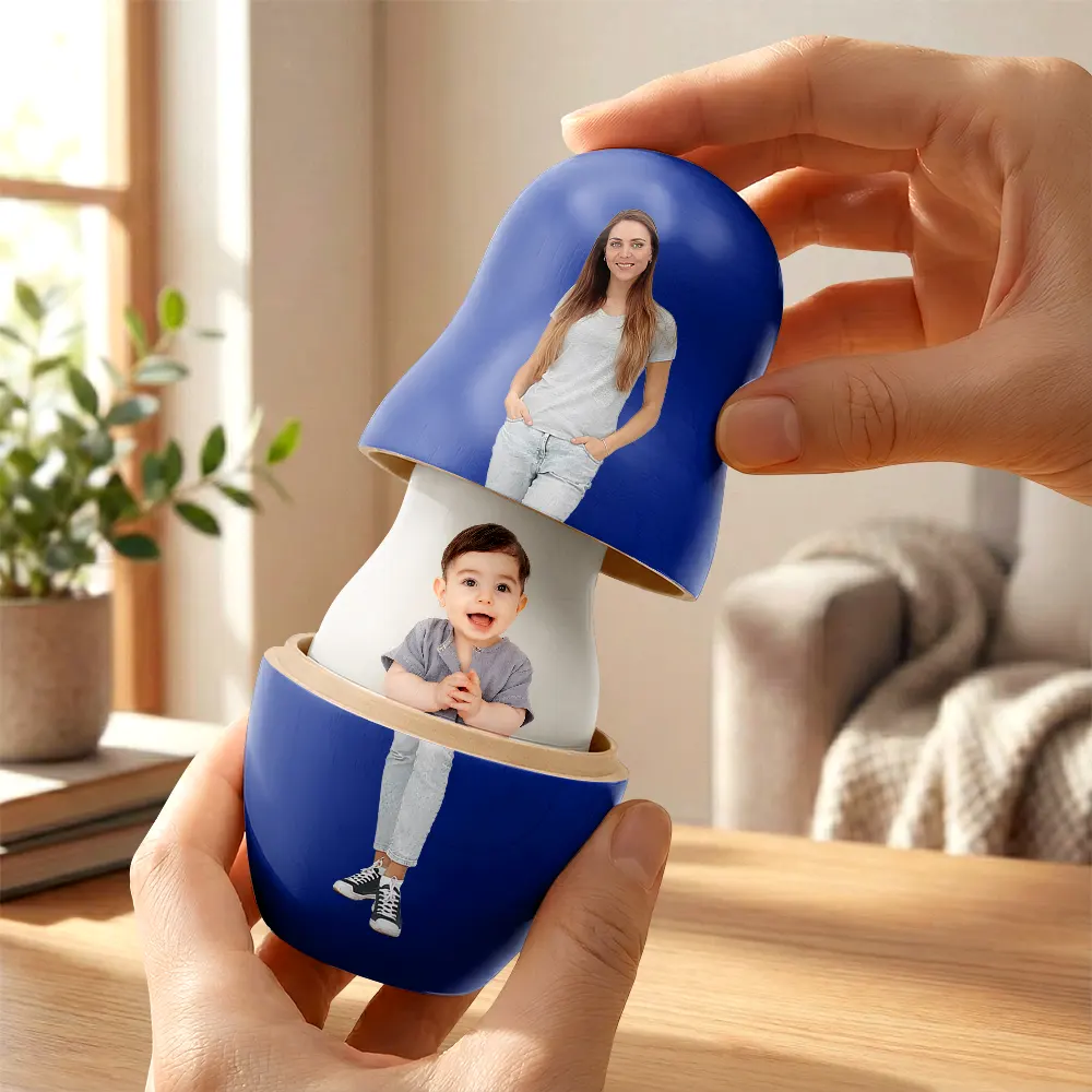 Custom Photo Family Couple Besties - Personalized Portrait Nesting Doll - Image 3