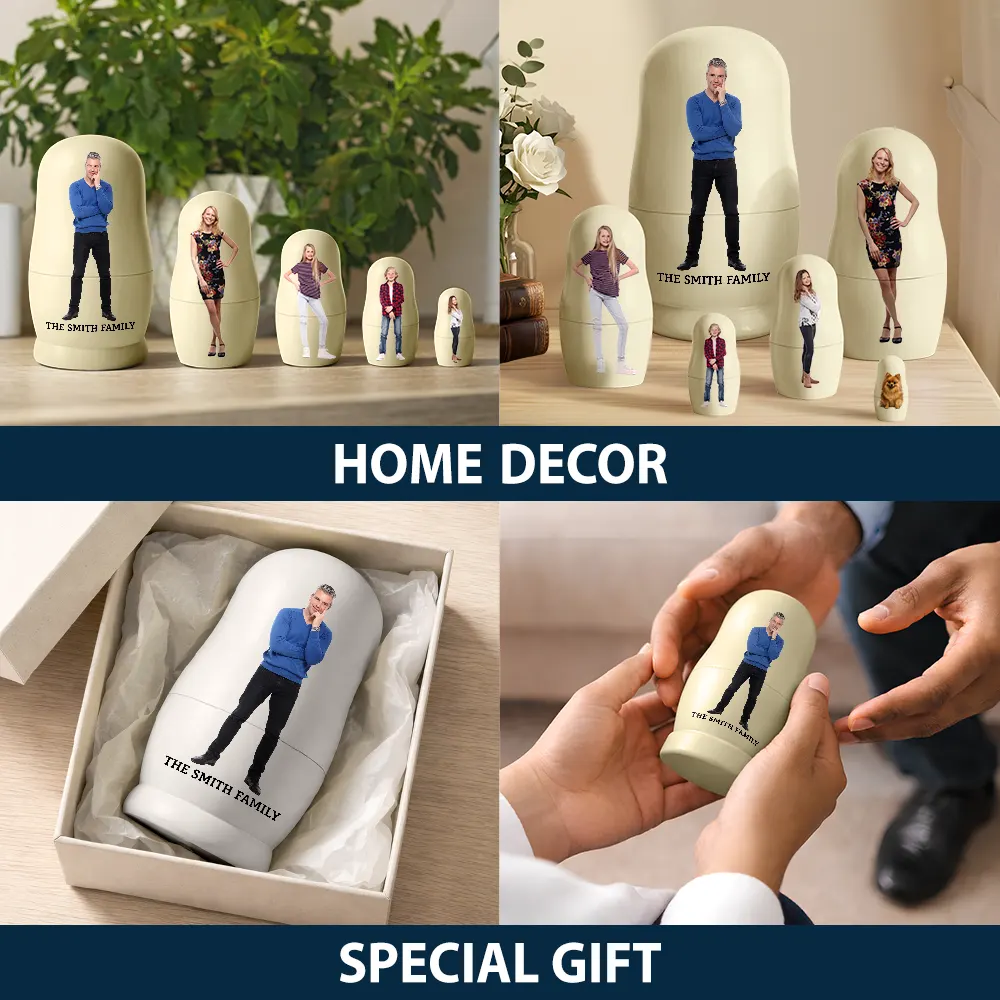 Custom Photo Family Couple Besties - Personalized Portrait Nesting Doll - Image 8