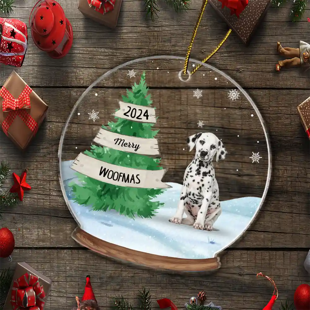 Custom Photo Family Dog Cat By Christmas Tree - Personalized Custom Shaped Acrylic Ornament - Image 6