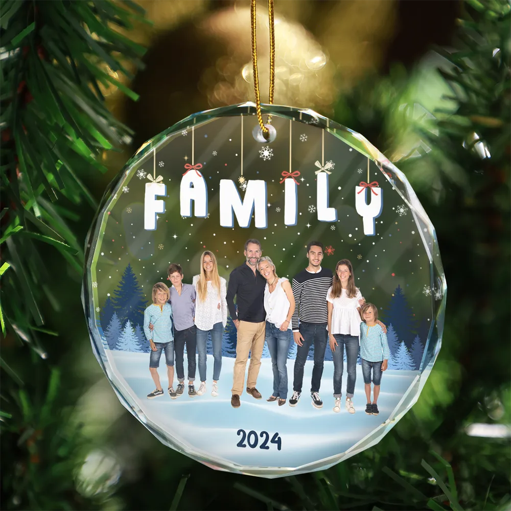 Custom Photo Family Friends Besties Sisters Sitting Together - Personalized Circle Glass Ornament - Image 4