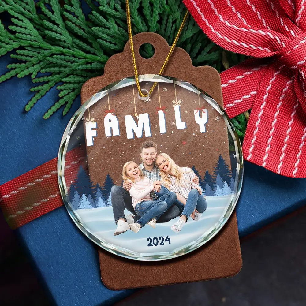 Custom Photo Family Friends Besties Sisters Sitting Together - Personalized Circle Glass Ornament - Image 6