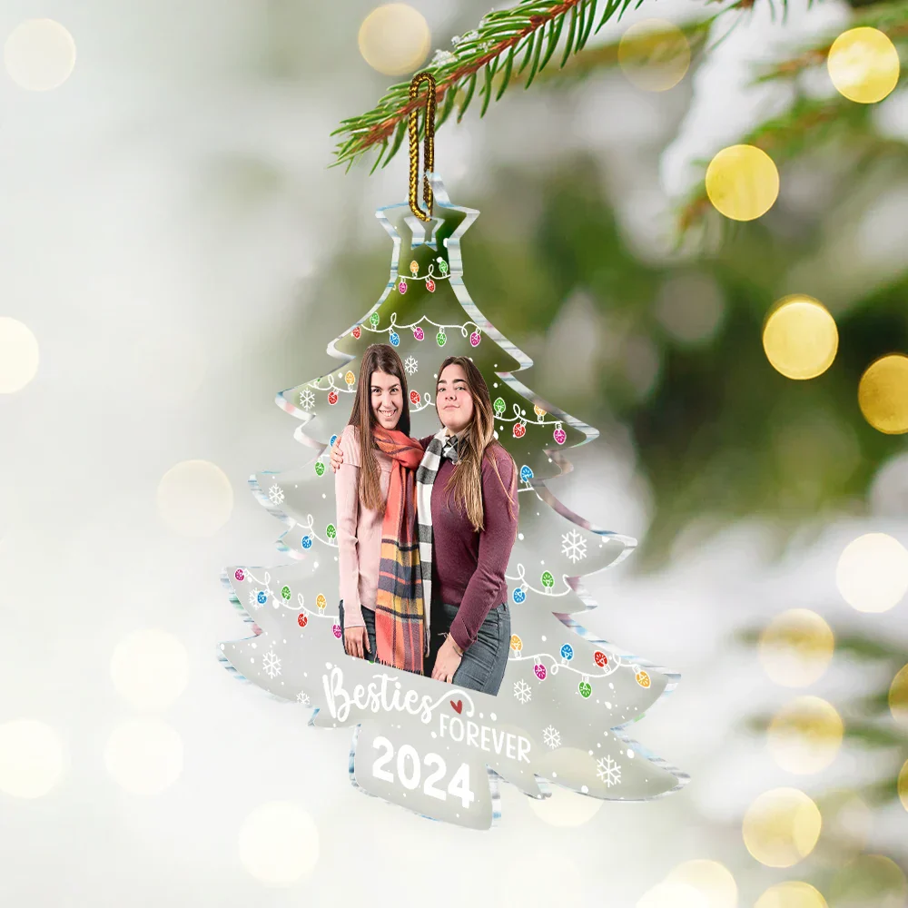 Custom Photo Family Friends Christmas Tree - Personalized Custom Shaped Acrylic Ornament - Image 3