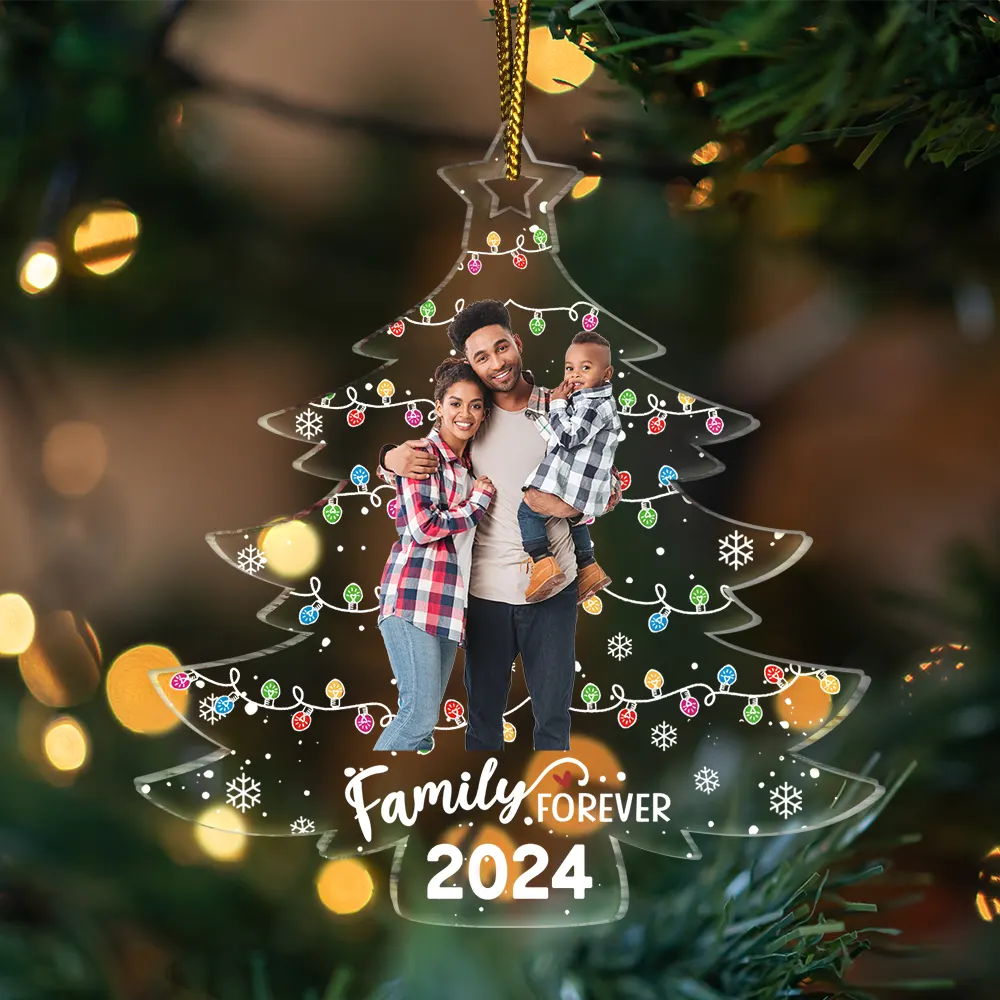 Custom Photo Family Friends Christmas Tree - Personalized Custom Shaped Acrylic Ornament - Image 4