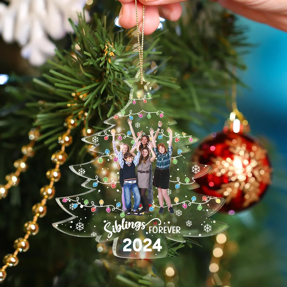 Custom Photo Family Friends Christmas Tree - Personalized Custom Shaped Acrylic Ornament - Image 5